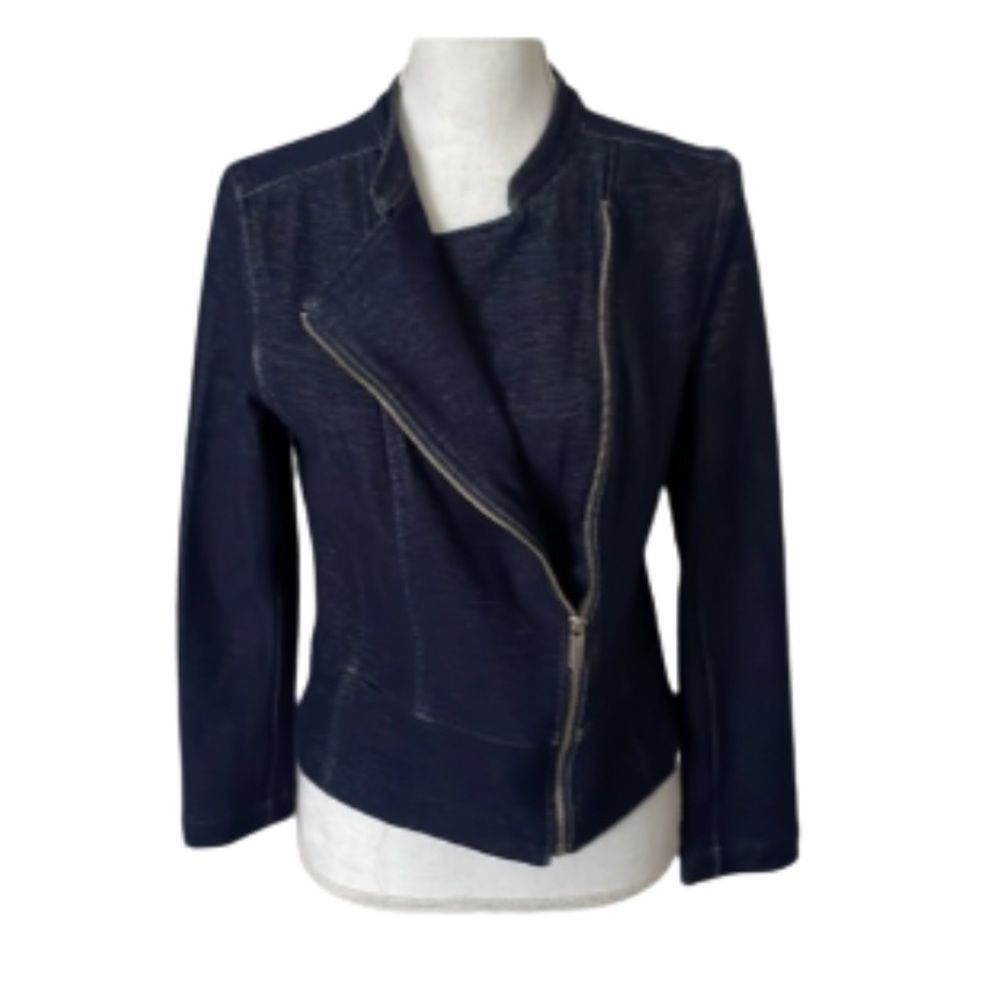 Stretch Navy Faux Denim Look Size M